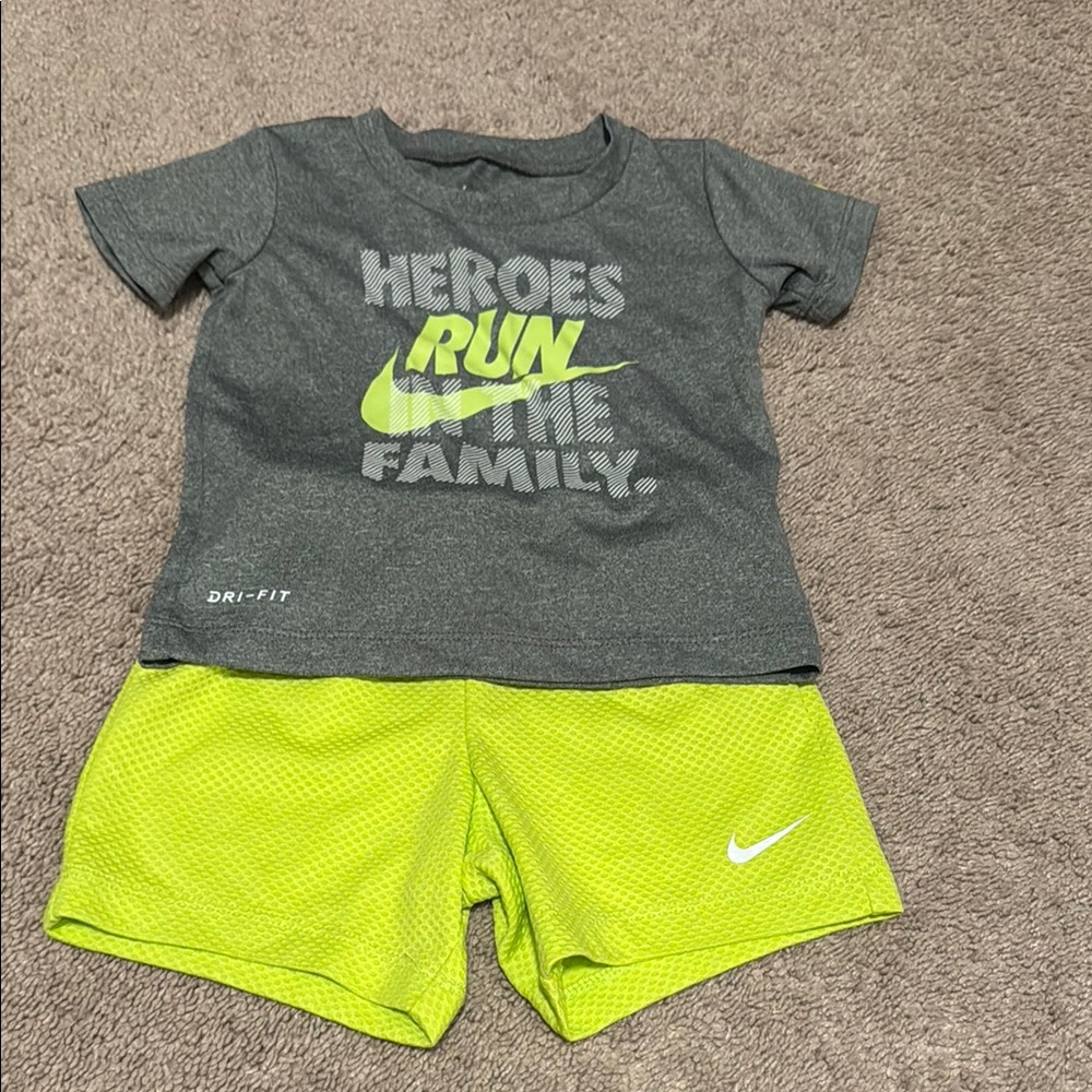 Nike Gray and Neon Green Toddler Outfit